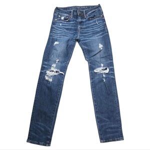 AMERICAN EAGLE Mens Distressed Skinny JEANS Sz 28x32 Airflex+